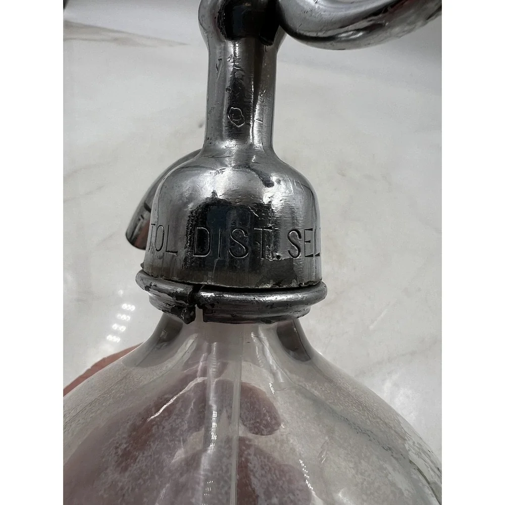 VTG Capitol District Seltzer Bottle Clear Glass Albany New York Large Dome 1920s